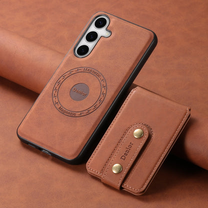 For Samsung Galaxy S24 5G Denior D14 NK Retro Pattern MagSafe Magnetic Card Holder Leather Phone Case(Brown) - Galaxy S24 5G Cases by Denior | Online Shopping UK | buy2fix