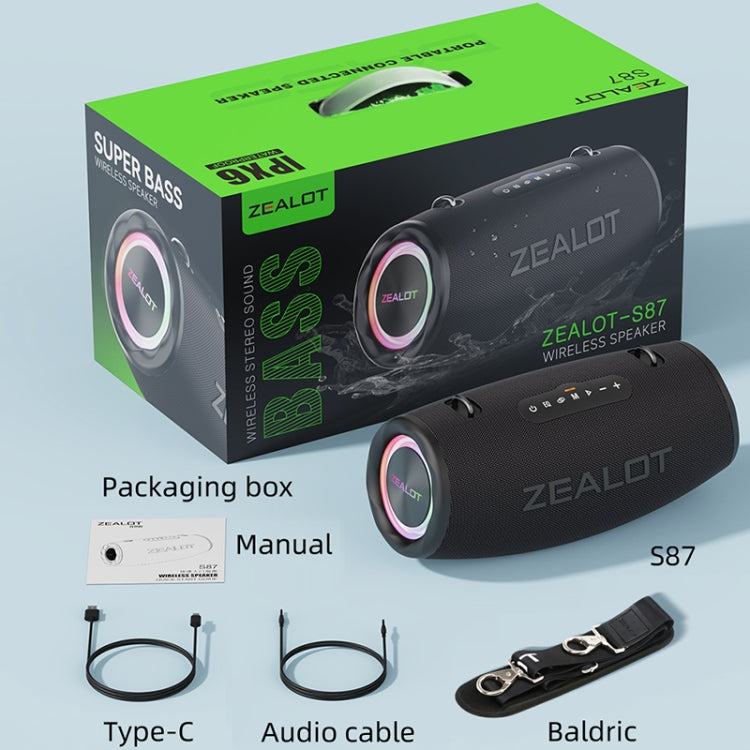 Zealot S87 80W Portable Outdoor Bluetooth Speaker with RGB Light(Blue) - Waterproof Speaker by ZEALOT | Online Shopping UK | buy2fix