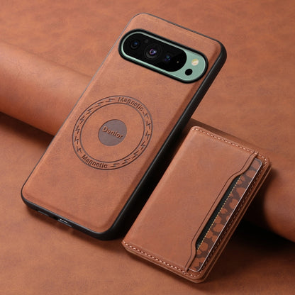 For Google Pixel 9 Denior D13 Retro Texture Leather MagSafe Card Bag Phone Case(Brown) - Google Cases by Denior | Online Shopping UK | buy2fix