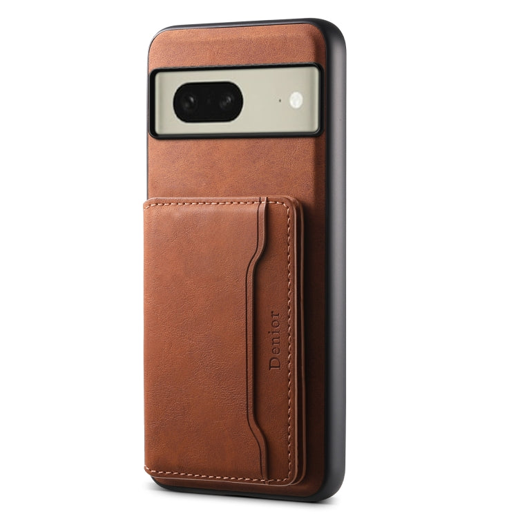 For Google Pixel 8 Denior D13 Retro Texture Leather MagSafe Card Bag Phone Case(Brown) - Google Cases by Denior | Online Shopping UK | buy2fix