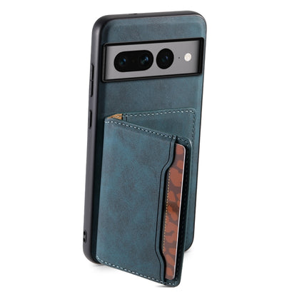 For Google Pixel 7 Pro 5G Denior D13 Retro Texture Leather MagSafe Card Bag Phone Case(Blue) - Google Cases by Denior | Online Shopping UK | buy2fix