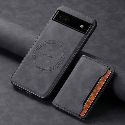 For Google Pixel 6a Denior D13 Retro Texture Leather MagSafe Card Bag Phone Case(Black) - Google Cases by Denior | Online Shopping UK | buy2fix