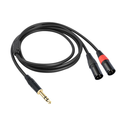 TC145YXK108RE-10 6.35mm 1/4 TRS Male to Dual XLR Male Audio Cable, Length:1m(Black) - Microphone Audio Cable & Connector by buy2fix | Online Shopping UK | buy2fix