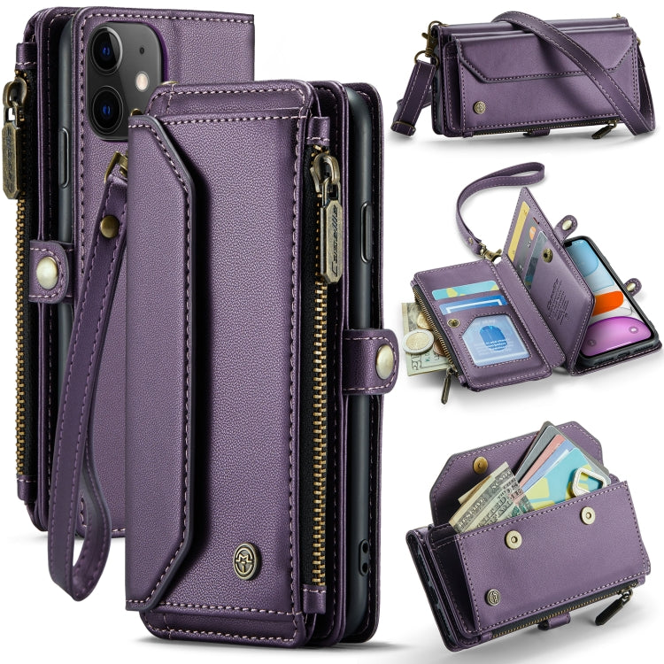 For iPhone 11 CaseMe C36 Card Slots Zipper Wallet RFID Anti-theft Leather Phone Case(Purple) - iPhone 11 Cases by CaseMe | Online Shopping UK | buy2fix