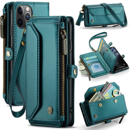 For iPhone 11 Pro Max CaseMe C36 Card Slots Zipper Wallet RFID Anti-theft Leather Phone Case(Blue-green) - iPhone 11 Pro Max Cases by CaseMe | Online Shopping UK | buy2fix