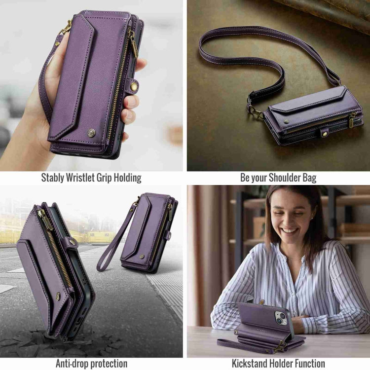 For iPhone 13 CaseMe C36 Card Slots Zipper Wallet RFID Anti-theft Leather Phone Case(Purple) - iPhone 13 Cases by CaseMe | Online Shopping UK | buy2fix