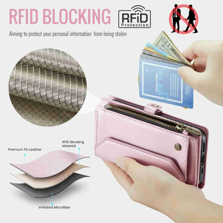 For iPhone 13 CaseMe C36 Card Slots Zipper Wallet RFID Anti-theft Leather Phone Case(Pink) - iPhone 13 Cases by CaseMe | Online Shopping UK | buy2fix