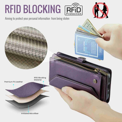 For iPhone 14 Pro Max CaseMe C36 Card Slots Zipper Wallet RFID Anti-theft Leather Phone Case(Purple) - iPhone 14 Pro Max Cases by CaseMe | Online Shopping UK | buy2fix