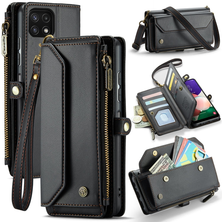 For Samsung Galaxy A22 5G CaseMe C36 Card Slots Zipper Wallet RFID Anti-theft Leather Phone Case(Black) - Galaxy Phone Cases by CaseMe | Online Shopping UK | buy2fix