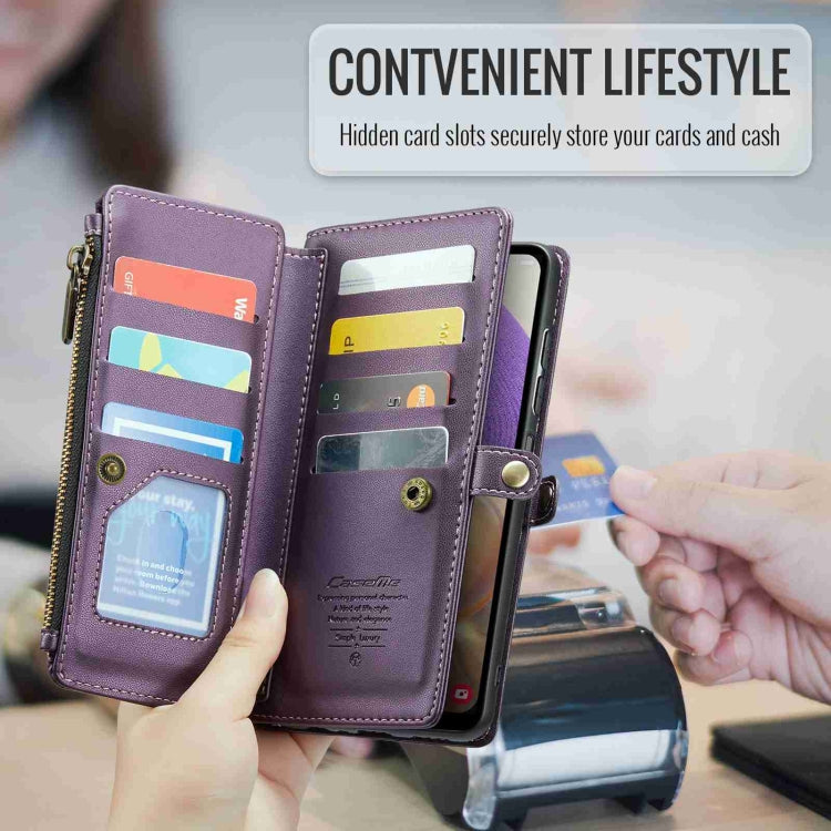 For Samsung Galaxy A32 5G CaseMe C36 Card Slots Zipper Wallet RFID Anti-theft Leather Phone Case(Purple) - Galaxy Phone Cases by CaseMe | Online Shopping UK | buy2fix