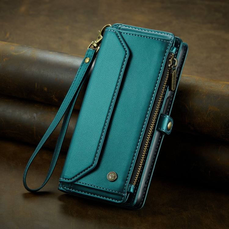 For Samsung Galaxy S10 CaseMe C36 Card Slots Zipper Wallet RFID Anti-theft Leather Phone Case(Blue-green) - Galaxy Phone Cases by CaseMe | Online Shopping UK | buy2fix