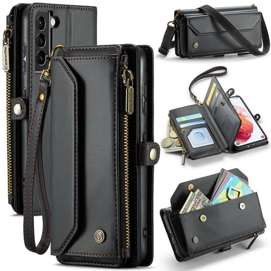 For Samsung Galaxy S21 5G CaseMe C36 Card Slots Zipper Wallet RFID Anti-theft Leather Phone Case(Black) - Galaxy S21 5G Cases by CaseMe | Online Shopping UK | buy2fix