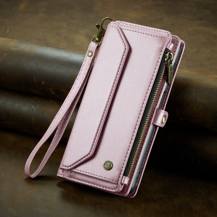 For Samsung Galaxy S22 5G CaseMe C36 Card Slots Zipper Wallet RFID Anti-theft Leather Phone Case(Pink) - Galaxy S22 5G Cases by CaseMe | Online Shopping UK | buy2fix