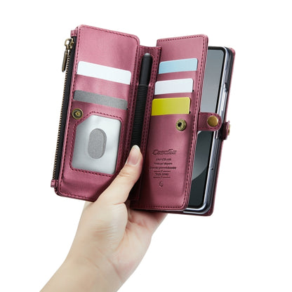 For Samsung Galaxy Z Fold6 5G CaseMe C36 Card Slots Zipper Wallet RFID Anti-theft Leather Phone Case(Wine Red) - Galaxy Z Fold6 5G Cases by CaseMe | Online Shopping UK | buy2fix