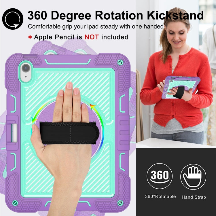 For iPad Air 11 2024 / Air 2022 10.9 360 Degree Rotation PC Contrast Silicone Tablet Case(Purple + Mint Green) - iPad Air 11 2024 Cases by buy2fix | Online Shopping UK | buy2fix