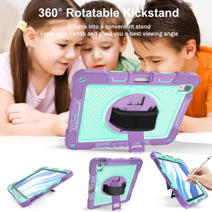 For iPad Air 11 2024 / Air 2022 10.9 360 Degree Rotation PC Contrast Silicone Tablet Case(Purple + Mint Green) - iPad Air 11 2024 Cases by buy2fix | Online Shopping UK | buy2fix