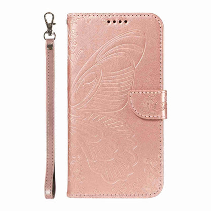 For OnePlus 12 Swallowtail Butterfly Embossed Leather Phone Case(Rose Gold) - OnePlus Cases by buy2fix | Online Shopping UK | buy2fix