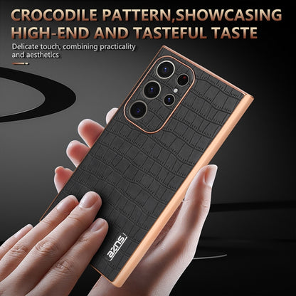 For Samsung Galaxy S24 Ultra 5G AZNS Electroplated Frame Crocodile Texture Full Coverage Phone Case(White) - Galaxy S24 Ultra 5G Cases by AZNS | Online Shopping UK | buy2fix