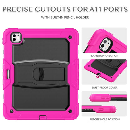 For iPad Pro 13 2024 Silicone Hydric PC Tablet Case with Shoulder Strap & Holder(Rose Red) - iPad Pro 13 2024 Cases by buy2fix | Online Shopping UK | buy2fix