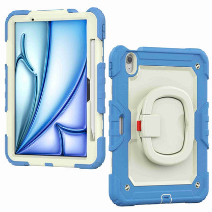 For iPad Air 11 2024 Handle Silicone Hydric PC Tablet Case with Shoulder Strap(Cyan-blue) - iPad Air 11 2024 Cases by buy2fix | Online Shopping UK | buy2fix