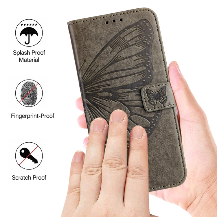 For Blackview A52 Embossed Butterfly Leather Phone Case(Grey) - More Brand by buy2fix | Online Shopping UK | buy2fix