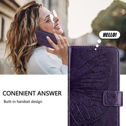 For Blackview A53 Embossed Butterfly Leather Phone Case(Dark Purple) - More Brand by buy2fix | Online Shopping UK | buy2fix