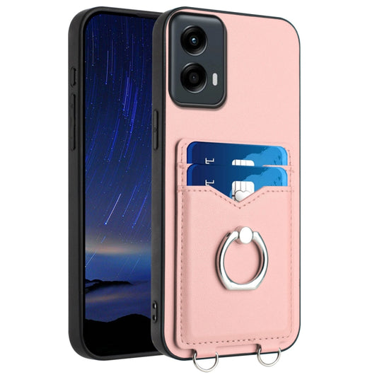 For Motorola Moto G Play 2024 5G R20 Ring Card Holder Phone Case(Pink) - Motorola Cases by buy2fix | Online Shopping UK | buy2fix