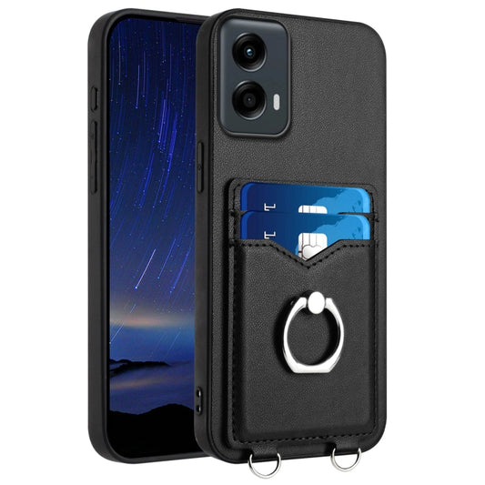 For Motorola Moto G Play 2024 5G R20 Ring Card Holder Phone Case(Black) - Motorola Cases by buy2fix | Online Shopping UK | buy2fix