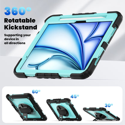 For iPad Air 11 2024 Silicone Hybrid PC Tablet Case with Shoulder Strap(Black + Light Blue) - iPad Air 11 2024 Cases by buy2fix | Online Shopping UK | buy2fix