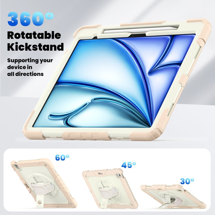 For iPad Air 13 2024 Silicone Hybrid PC Tablet Case with Shoulder Strap(Beige + Rose Gold) - iPad Air 13 2024 Cases by buy2fix | Online Shopping UK | buy2fix