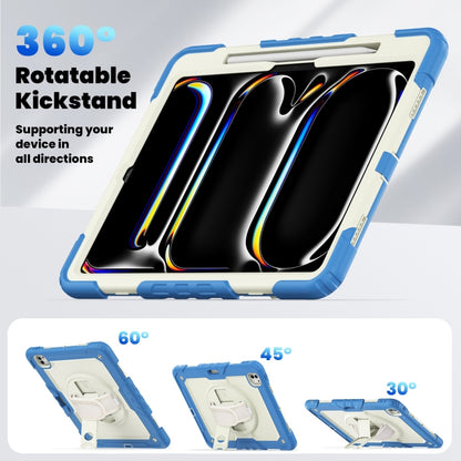 For iPad Pro 13 2024 Silicone Hybrid PC Tablet Case with Shoulder Strap(Beige + Cyan-blue) - iPad Pro 13 2024 Cases by buy2fix | Online Shopping UK | buy2fix