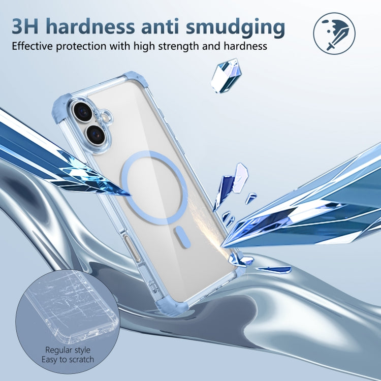 For iPhone 16 Transparent MagSafe Magnetic Phone Case(Blue) - iPhone 16 Cases by buy2fix | Online Shopping UK | buy2fix