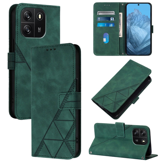 For Blackview Wave 6C Crossbody 3D Embossed Flip Leather Phone Case(Green) - More Brand by buy2fix | Online Shopping UK | buy2fix