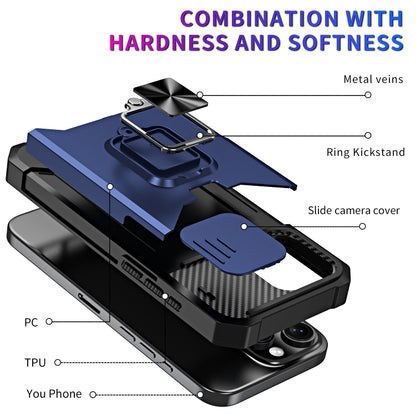 For iPhone 16 Pro Max Camera Shield Card Slot PC+TPU Phone Case(Black) - iPhone 16 Pro Max Cases by buy2fix | Online Shopping UK | buy2fix