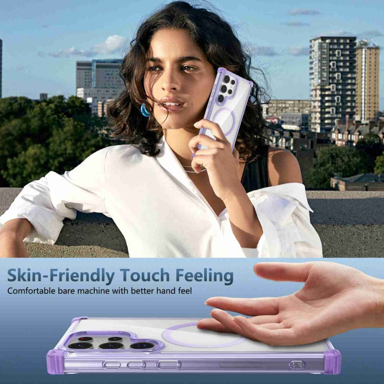 For Samsung Galaxy S22 5G Transparent MagSafe Magnetic Phone Case(Purple) - Galaxy S22 5G Cases by buy2fix | Online Shopping UK | buy2fix