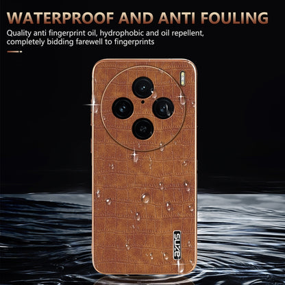 For vivo X100 Pro 5G / X100s Pro AZNS Electroplated Frame Crocodile Texture Full Coverage Phone Case(Brown) - X100 Pro Cases by AZNS | Online Shopping UK | buy2fix