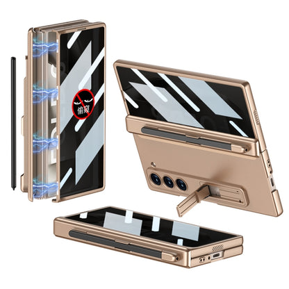 For Samsung Galaxy Z Fold6 GKK Integrated Anti Peep Full Coverage Magnetic Fold Phone Case with Pen Slot, Not Included Pen(Gold) - Galaxy Z Fold6 5G Cases by GKK | Online Shopping UK | buy2fix