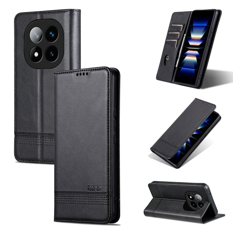 For Redmi Note 14 Pro 5G AZNS Magnetic Calf Texture Flip Leather Phone Case(Black) - Note 14 Pro Cases by AZNS | Online Shopping UK | buy2fix