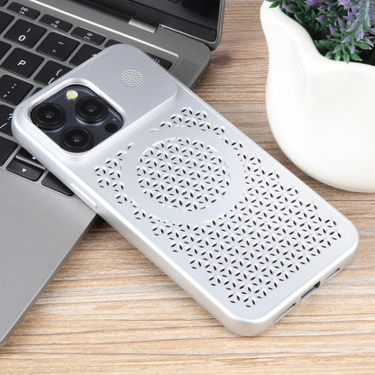 For iPhone 13 Pro Pure Color Honeycomb Aromatherapy MagSafe Phone Case(Silver) - iPhone 13 Pro Cases by buy2fix | Online Shopping UK | buy2fix