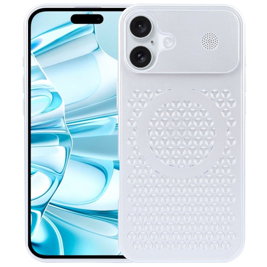 For iPhone 16 Plus Pure Color Honeycomb Aromatherapy MagSafe Phone Case(Silver) - iPhone 16 Plus Cases by buy2fix | Online Shopping UK | buy2fix