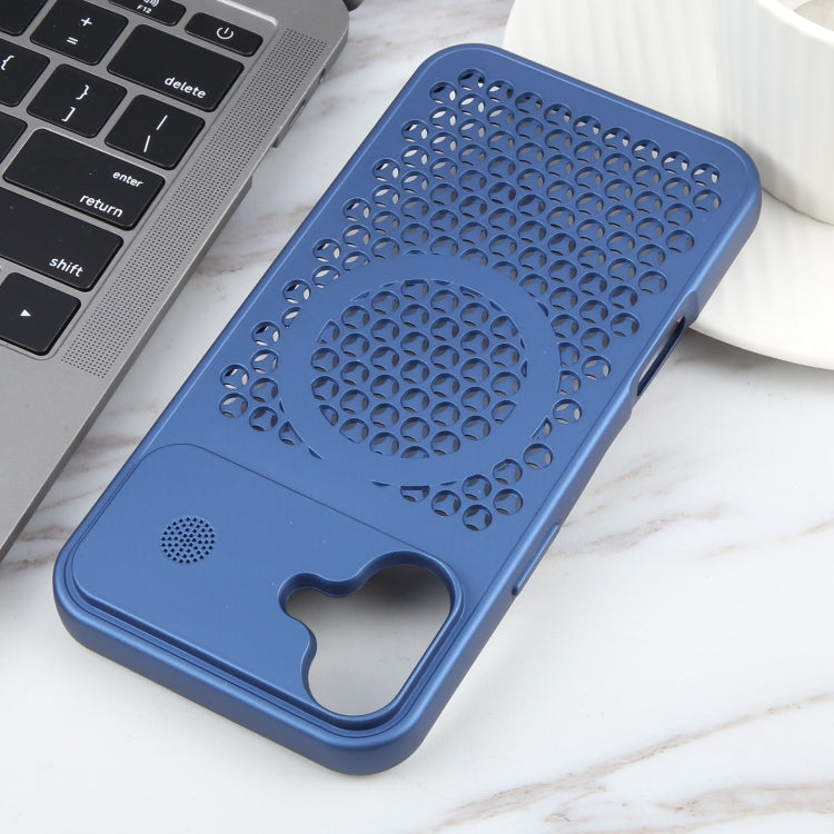 For iPhone 16 Pure Color Honeycomb Aromatherapy MagSafe Phone Case(Blue) - iPhone 16 Cases by buy2fix | Online Shopping UK | buy2fix