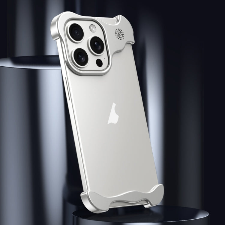 For iPhone 14 Pro Aromatherapy Alloy Frameless Phone Case(Silver) - iPhone 14 Pro Cases by buy2fix | Online Shopping UK | buy2fix