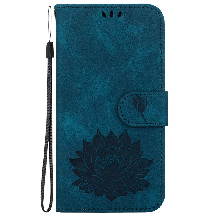 For Motorola Moto G Power 5G 2024 Lotus Embossed Leather Phone Case(Dark Blue) - Motorola Cases by buy2fix | Online Shopping UK | buy2fix