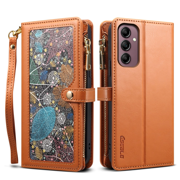 For Samsung Galaxy S24 FE 5G ESEBLE Star Series Lanyard Zipper Wallet RFID Leather Case(Brown) - Galaxy S24 FE 5G Cases by ESEBLE | Online Shopping UK | buy2fix