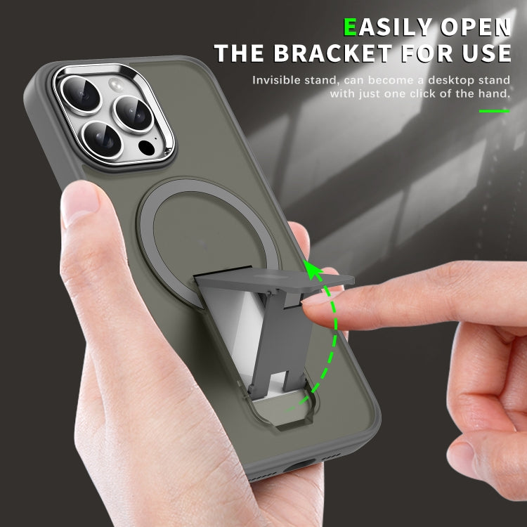 For iPhone 16 Pro Max Acrylic Hybrid TPU MagSafe Holder Phone Case(Titanium Grey) - iPhone 16 Pro Max Cases by buy2fix | Online Shopping UK | buy2fix