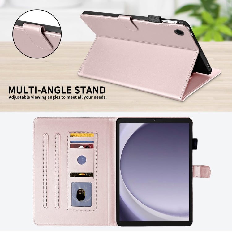 For Samsung Galaxy Tab A9 Rhombus Lattice Leather Tablet Case(Rose Gold) - Galaxy Tab A9 by buy2fix | Online Shopping UK | buy2fix