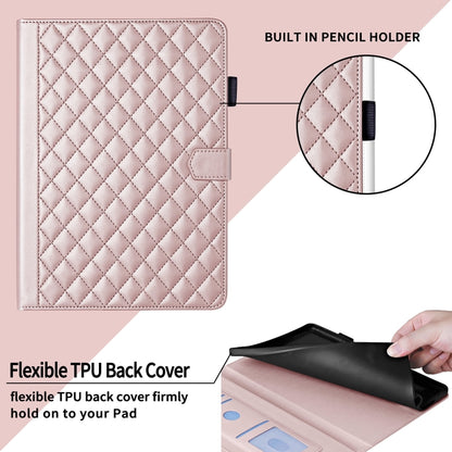 For Samsung Galaxy Tab A9 Rhombus Lattice Leather Tablet Case(Rose Gold) - Galaxy Tab A9 by buy2fix | Online Shopping UK | buy2fix