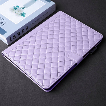 For Samsung Galaxy Tab S9 FE / S9 Rhombus Lattice Leather Tablet Case(Purple) - Galaxy Tab S9 FE by buy2fix | Online Shopping UK | buy2fix