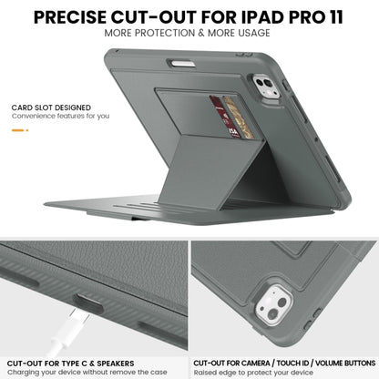 For iPad Pro 11 2024 Smart B Magnetic Holder Leather Tablet Case(Grey) - iPad Pro 11 2024 Cases by buy2fix | Online Shopping UK | buy2fix