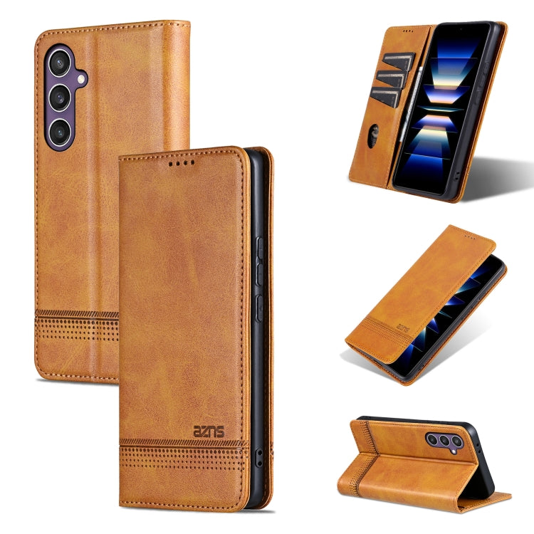 For Samsung Galaxy S24 FE 5G AZNS Magnetic Calf Texture Flip Leather Phone Case(Light Brown) - Galaxy S24 FE 5G Cases by AZNS | Online Shopping UK | buy2fix